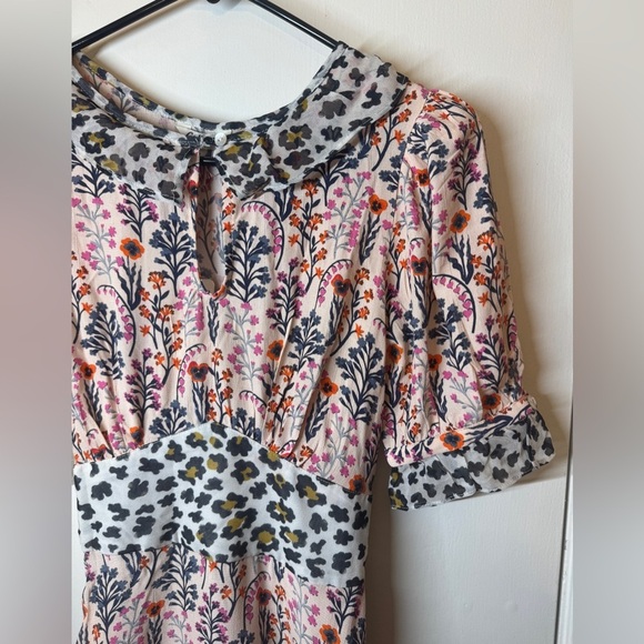 NWT Cath Kidston Frill Paper Pansies Floral Leopard Contrast Midi Dress 6 US 2 - Picture 6 of 16